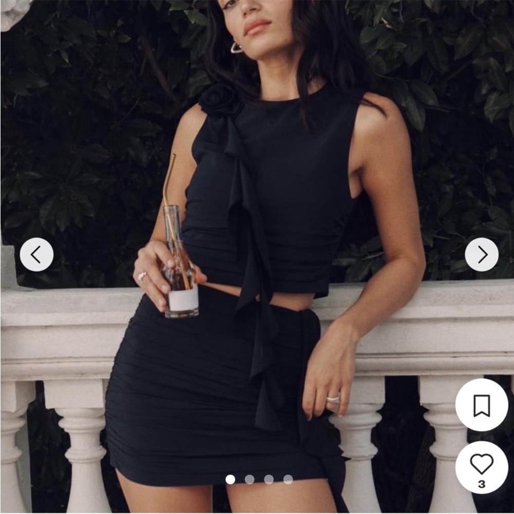 Abercrombie & Fitch Black Rosette Crop Top & Skort Set Size Small